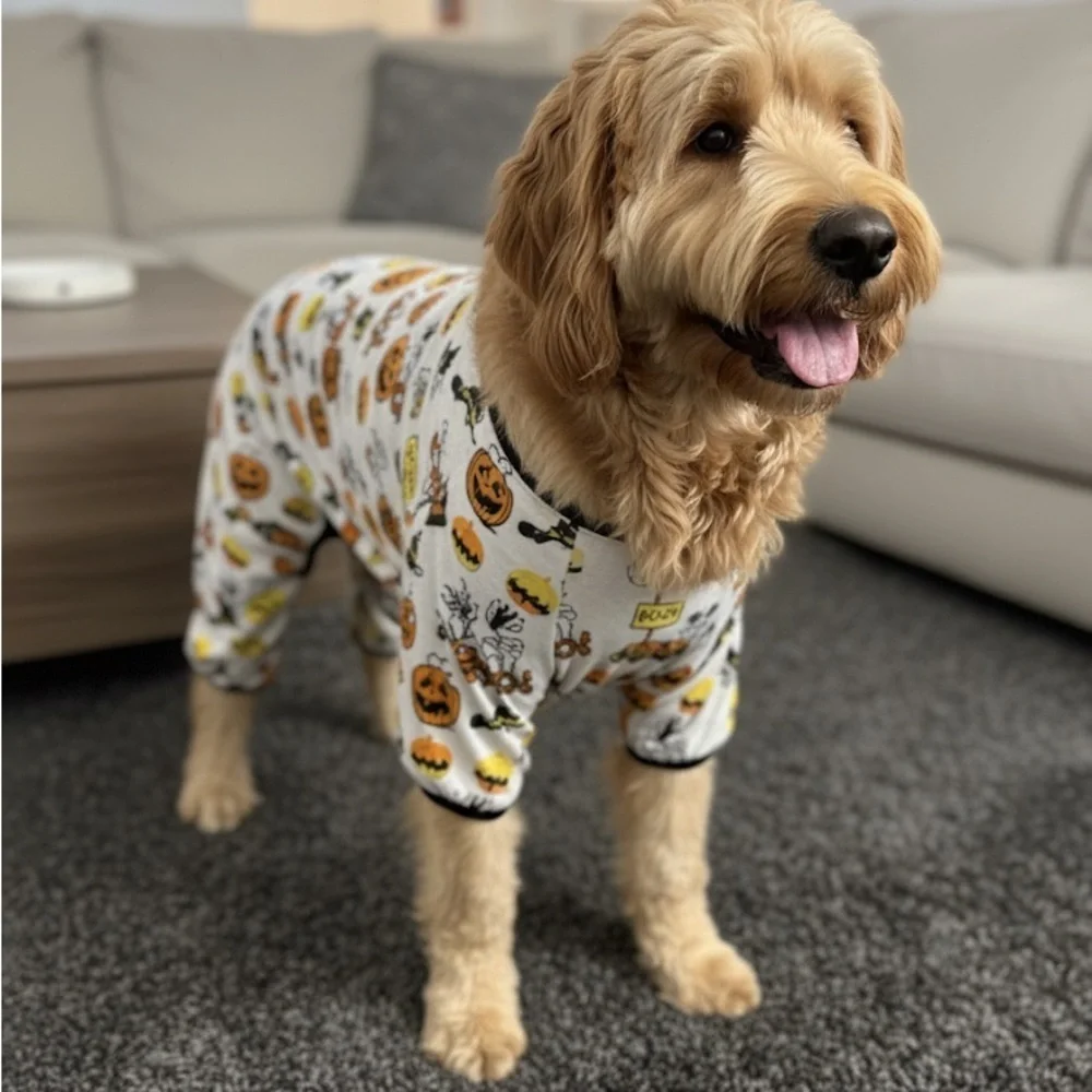 NWT Berkshire Snoopy Peanuts Halloween Pumpkin Dog Pajamas Soft Sz L